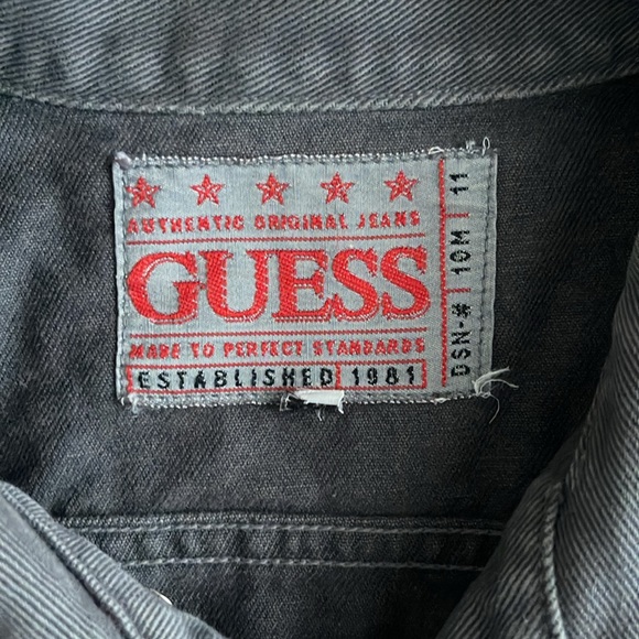 Vintage 90s Guess Authentic Jeans Gray Denim Jacket Mens Made in USA Size M - Picture 5 of 13